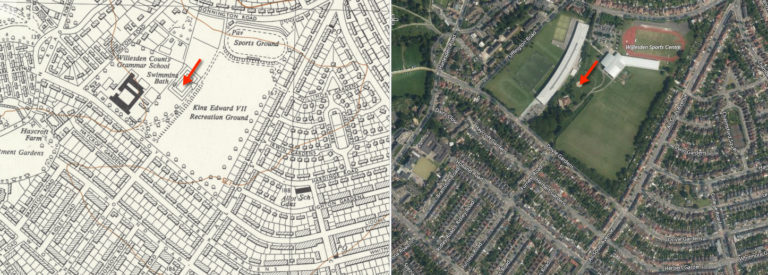 The site of King Edward VII Pool. Geo reference 1949 - 1969 map - image