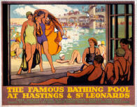 St Leonards Bathing Pool, Hastings. Railway Poster of the Swimming Pool - image