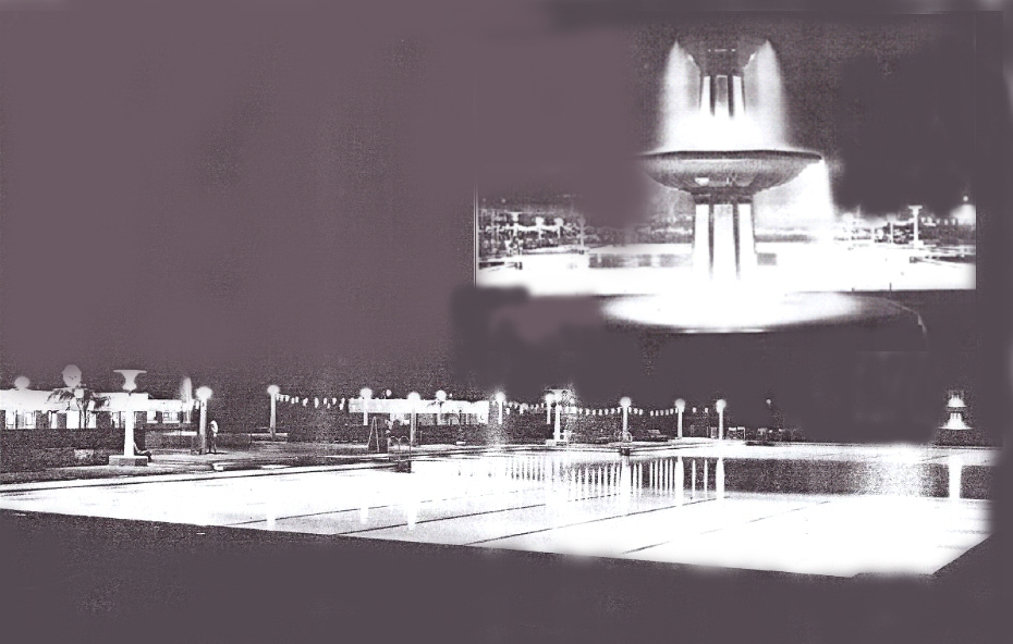 Bathing by Floodlight at Purley ozone Lido near Croydon - how romantic - image