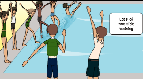 Sport of Diving. Poolside training line up - image